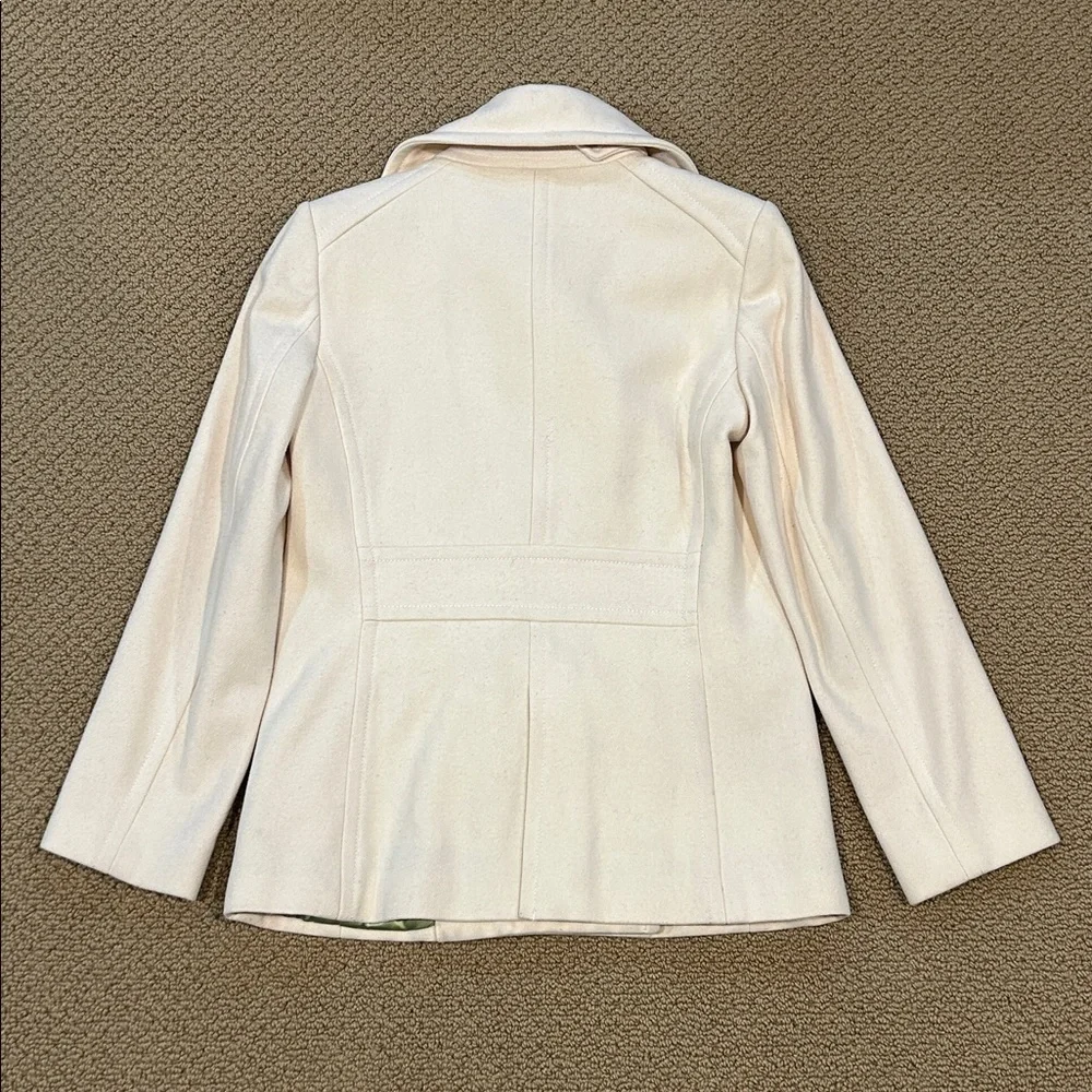 Vintage J. Crew Pea Coat size Small Cream Wool Blend Preppy Classic